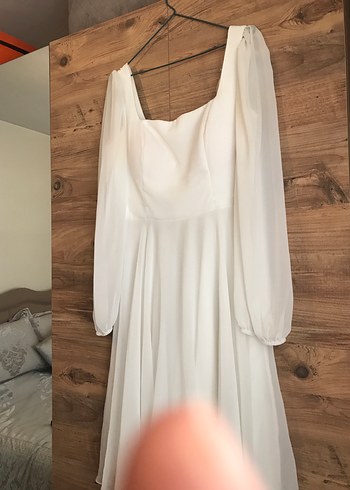 Uzun Kollu Bohem Vintage Beyaz Gelinlik - Görsel 2