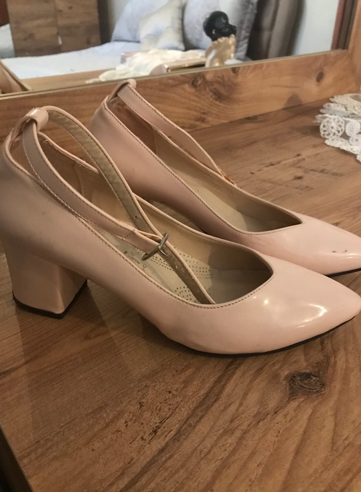 Bej Tokalı Kadın Dolgu Topuk Ayakkabı - Görsel 3