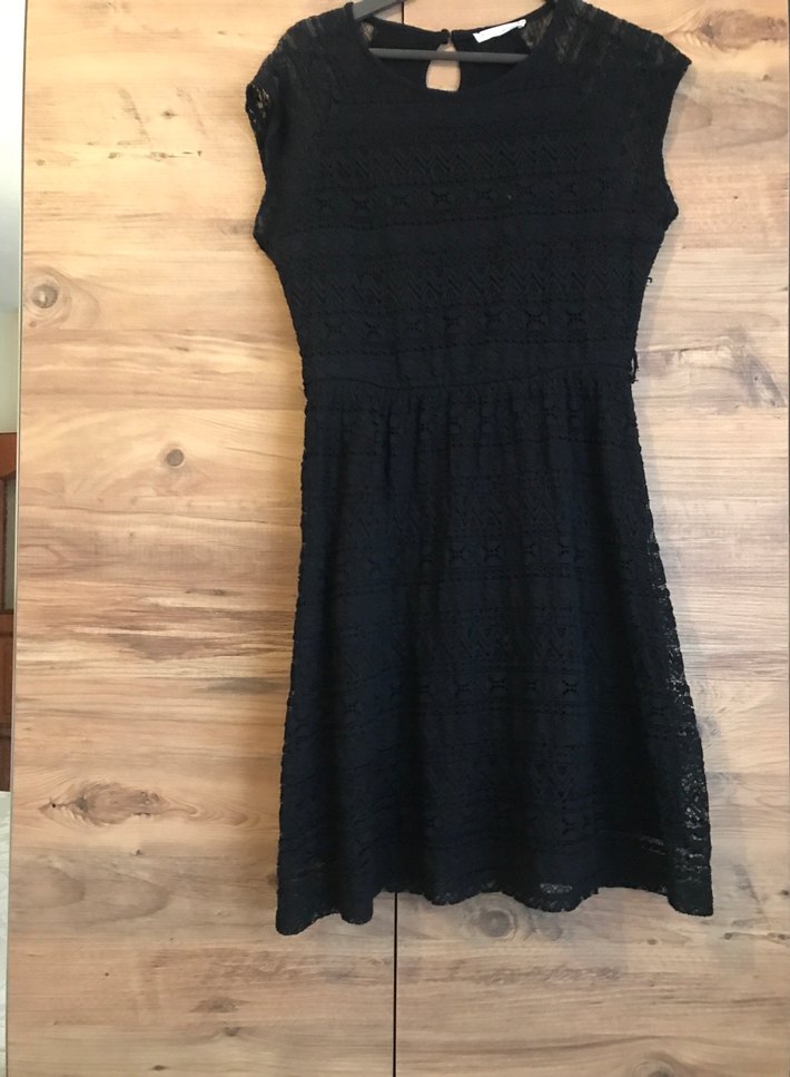 Dantel Detaylı Siyah Midi Gece Elbisesi - Görsel 2