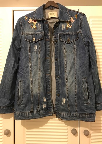 Nakışlı Mavi Kadın Kot Ceket - Görsel 2