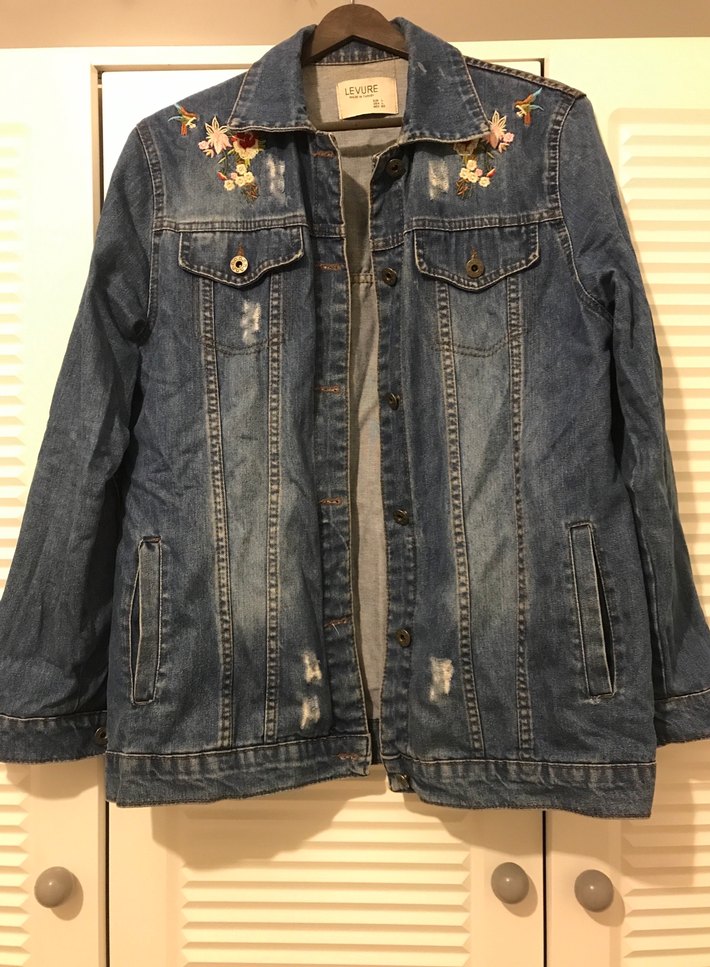 Nakışlı Mavi Kadın Kot Ceket - Görsel 2