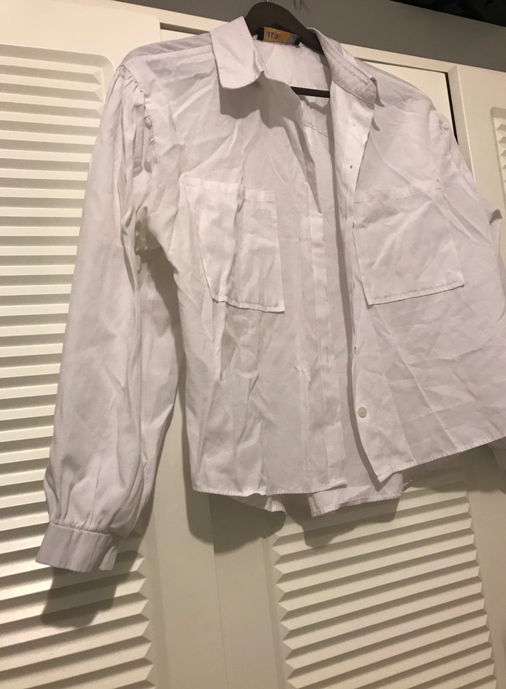 Düğmeli Beyaz Keten Kadın Gömlek - Görsel 2