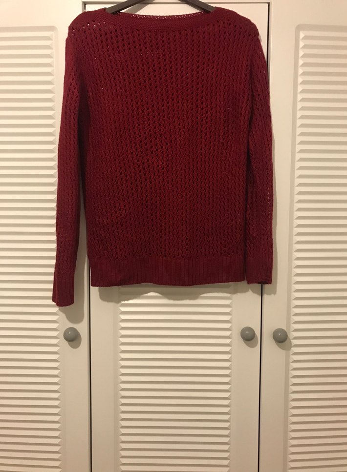 Koyu Kırmızı Örgü Kadın Kazak - Görsel 3