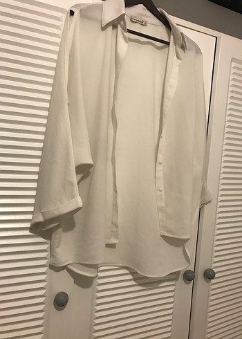 Beyaz Keten Kadın Gömlek - Görsel 3