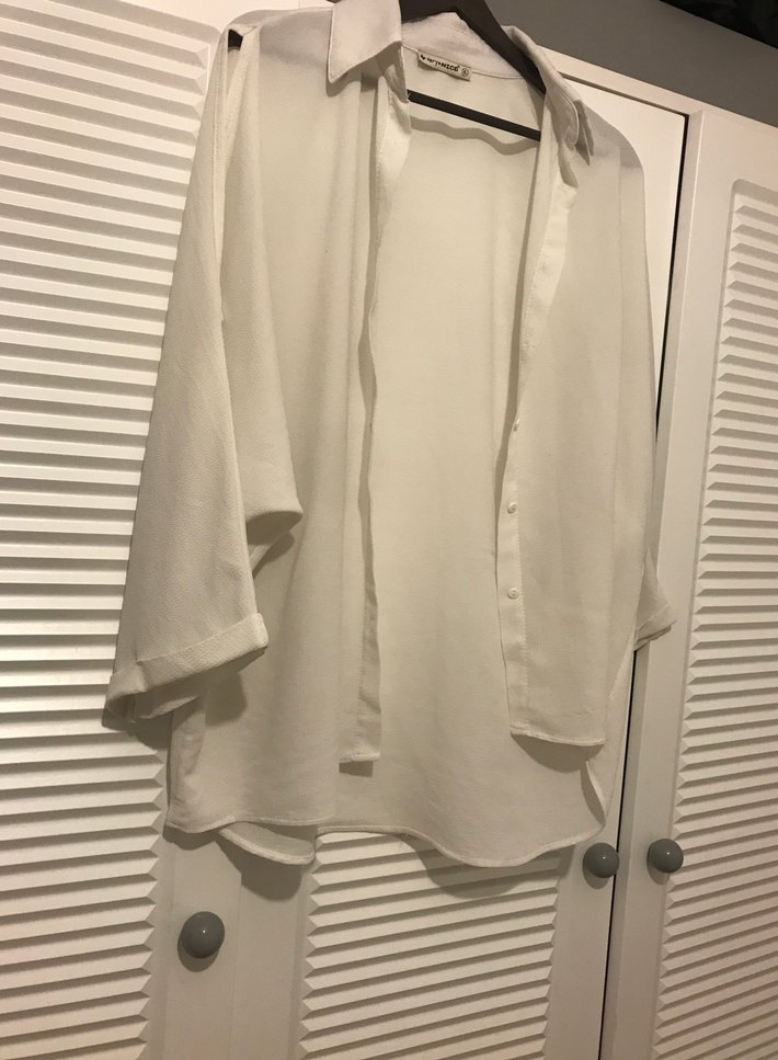 Beyaz Keten Kadın Gömlek - Görsel 3