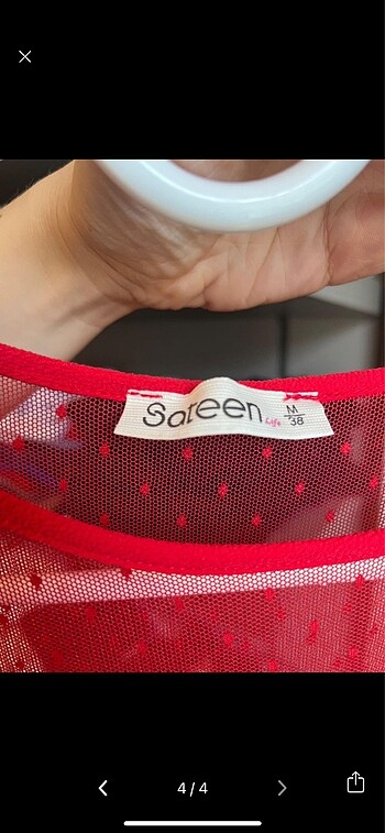 m Beden kırmızı Renk Sateen marka tüllü bluz