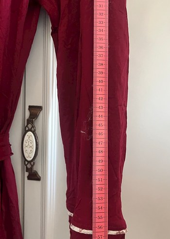 Bordo Nakışlı Uzun Kadın Sabahlık - Görsel 4