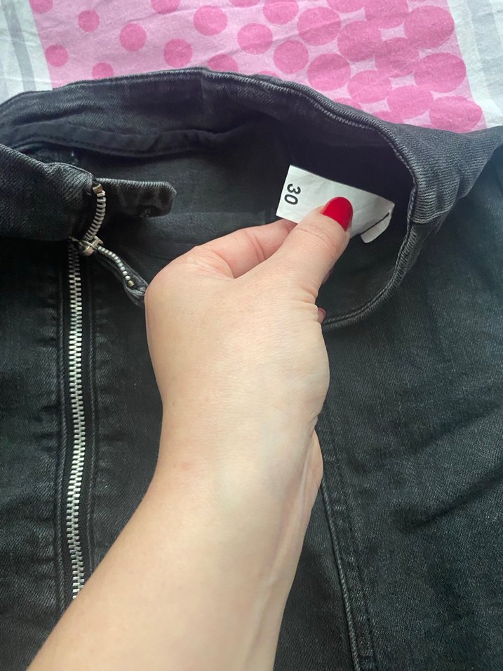 Siyah Fermuarlı Mini Kot Etek - Görsel 2