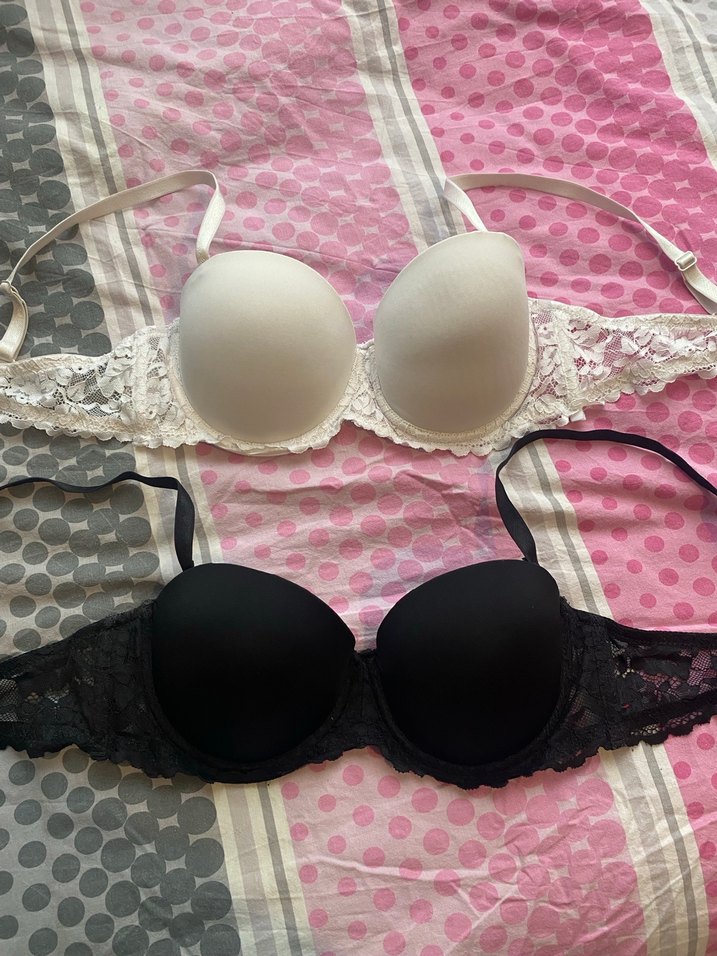 Dantel Detaylı Siyah ve Beyaz Goth Sütyen - Görsel 4