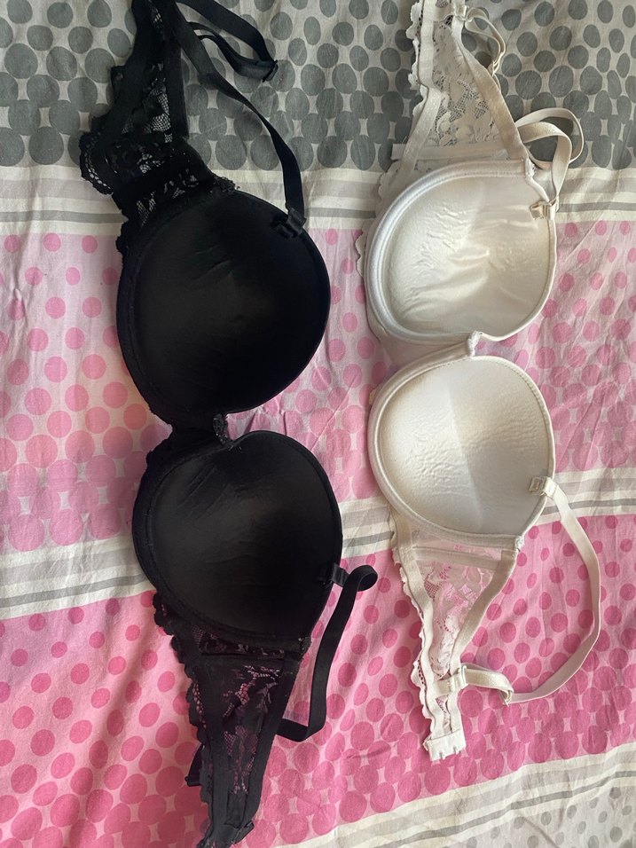 Dantel Detaylı Siyah ve Beyaz Goth Sütyen - Görsel 3