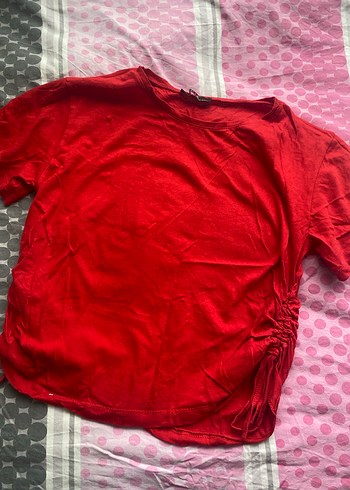 Kırmızı Salaş büzgülü tişört - Görsel 4