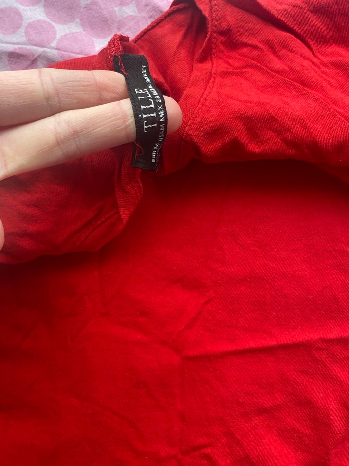 Kırmızı Salaş büzgülü tişört - Görsel 3