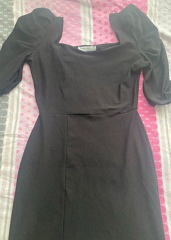 V Yaka Drapeli Uzun Siyah Kadın Abiye Elbise - Görsel 4