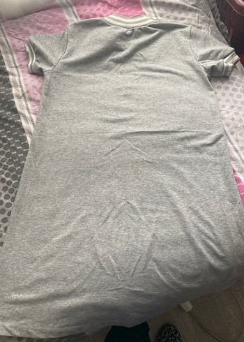 Gri Fermuarlı Kısa Kollu elbise - Görsel 4