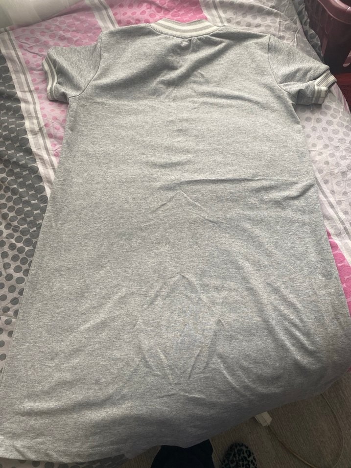 Gri Fermuarlı Kısa Kollu elbise - Görsel 4