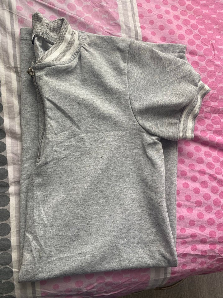 Gri Fermuarlı Kısa Kollu elbise - Görsel 2