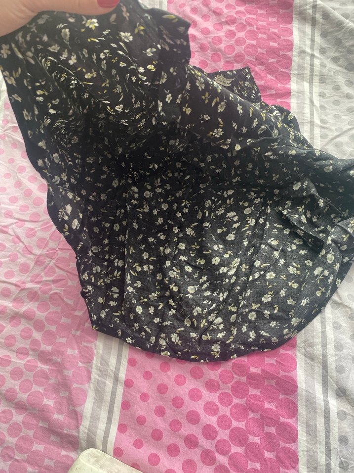 Düğmeli Siyah Çiçekli Mini etek - Görsel 3