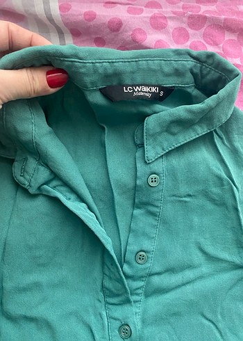 Düğmeli Yeşil Uzun Keten Elbise - Görsel 2