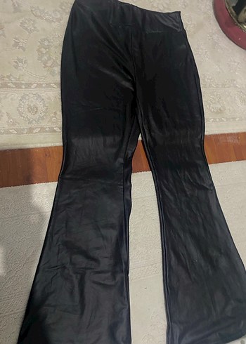 Deri Siyah Kadın Pantolon Midi Boy - Görsel 2