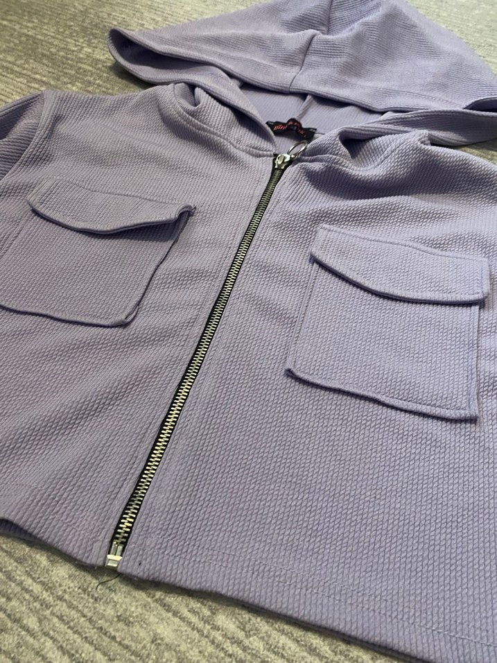 Fermuarlı Kapüşonlu Mor Kadın Sweatshirt - Görsel 3