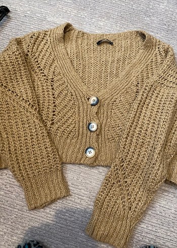 Bej Örgü Kadın Hırka - Görsel 3