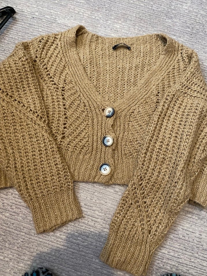 Bej Örgü Kadın Hırka - Görsel 3