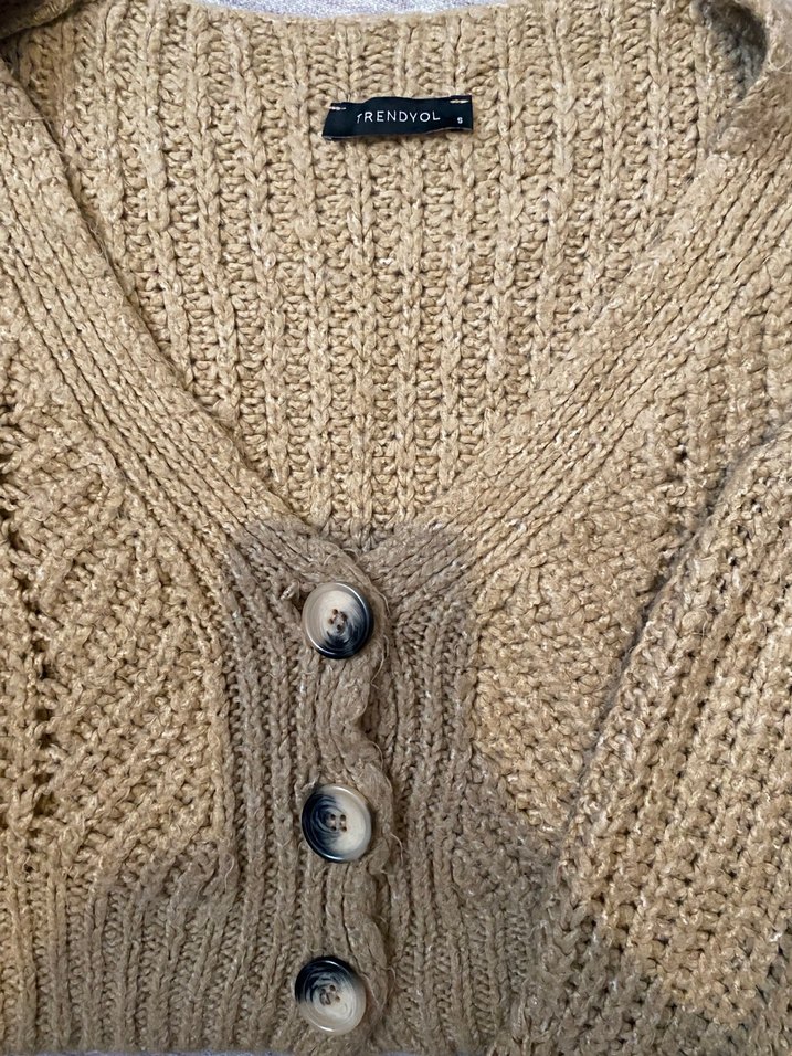 Bej Örgü Kadın Hırka - Görsel 2