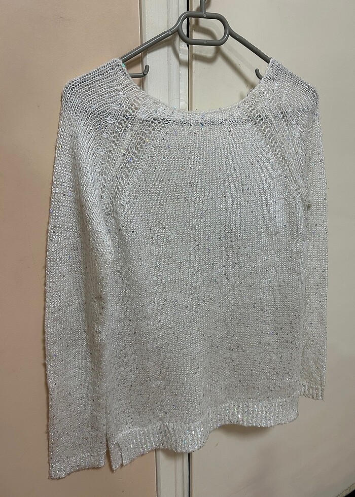 Beyaz simli kazak - Görsel 2