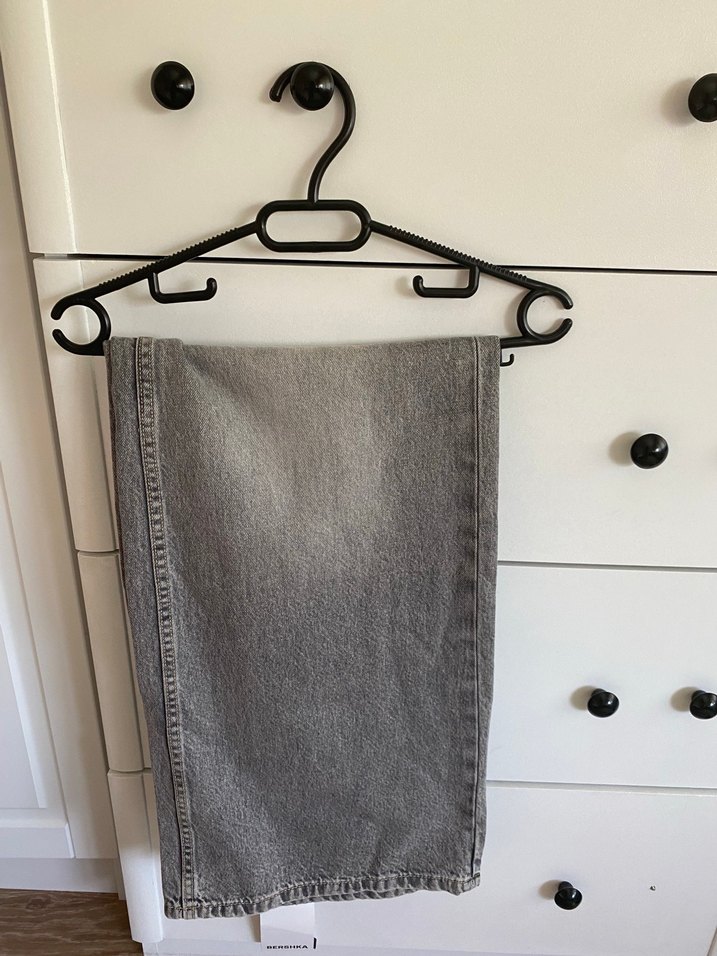 Gri Rahat Kesim Kadın Wide Leg Kot Pantolon - Görsel 4