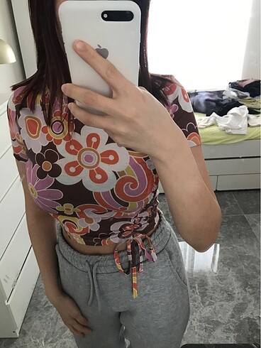 xs Beden çeşitli Renk Koton crop