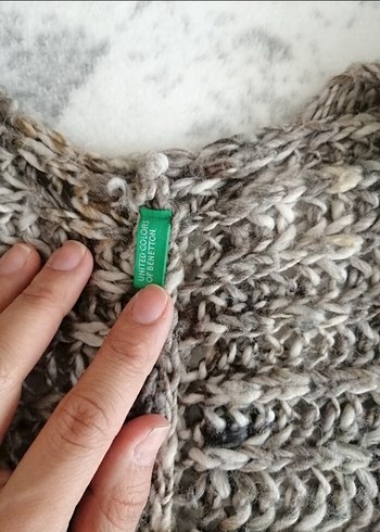 universal Beden gri Renk Bohem Gri-Bej Örgü Kadın Hırka