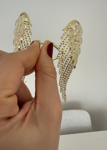 Pullu Altın Rengi Kanatlı Saç Tokası - Görsel 3