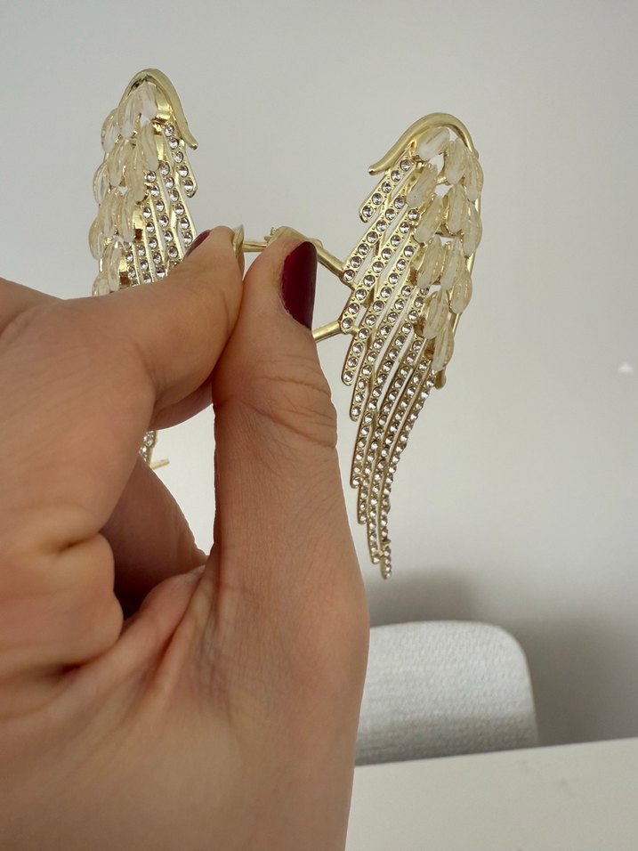 Pullu Altın Rengi Kanatlı Saç Tokası - Görsel 3