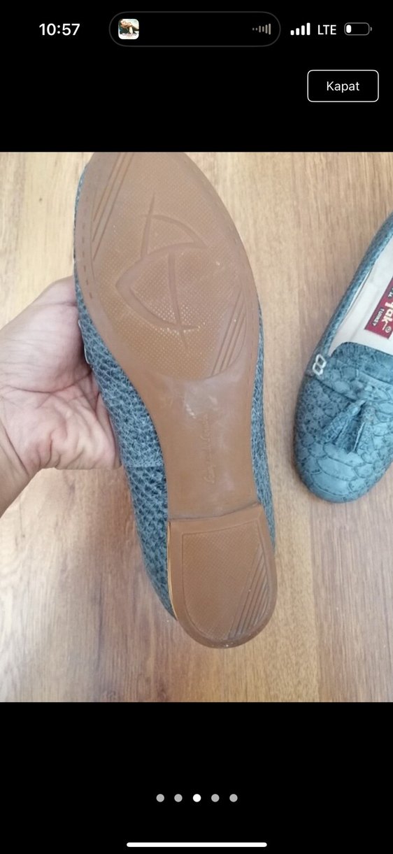 Gri Mavi Yılan Desenli Püsküllü Loafer, babet - Görsel 3