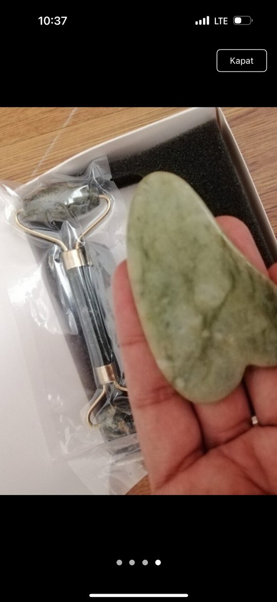 Doğal Yeşim Taşı Yüz Masaj Rulosu ve Guasha Taşı - Görsel 2