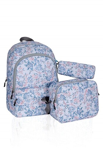 3 lü takım okul çanta kalemlik ve beslenmeli set