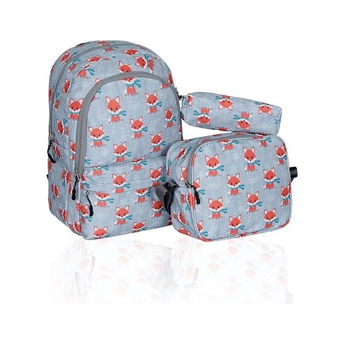 3 lü takım okul çanta kalemlik ve beslenmeli set