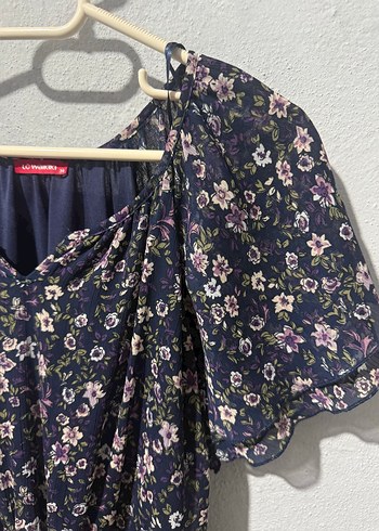 LC Waikiki Lacivert Çiçekli Bohem Elbise
