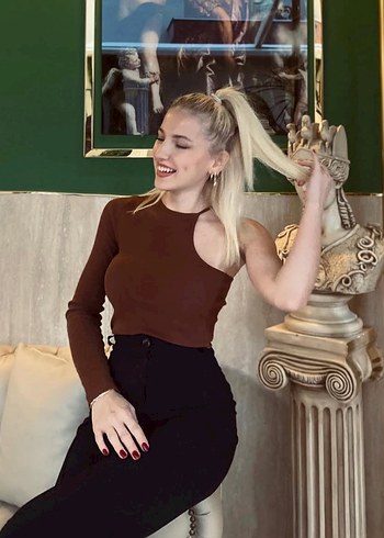 Trendyol & Milla Askısız, Koyu Kahverengi Crop Top