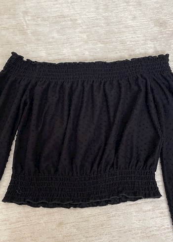 Siyah Fırfırlı Uzun Kollu Mini Bluz