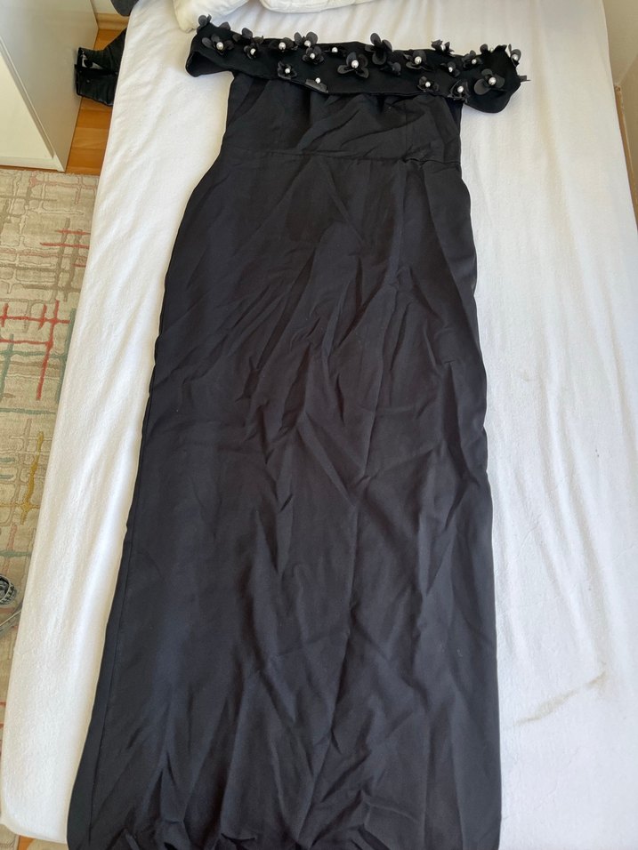 Uzun Siyah Hamile Abiye Elbise - Görsel 3