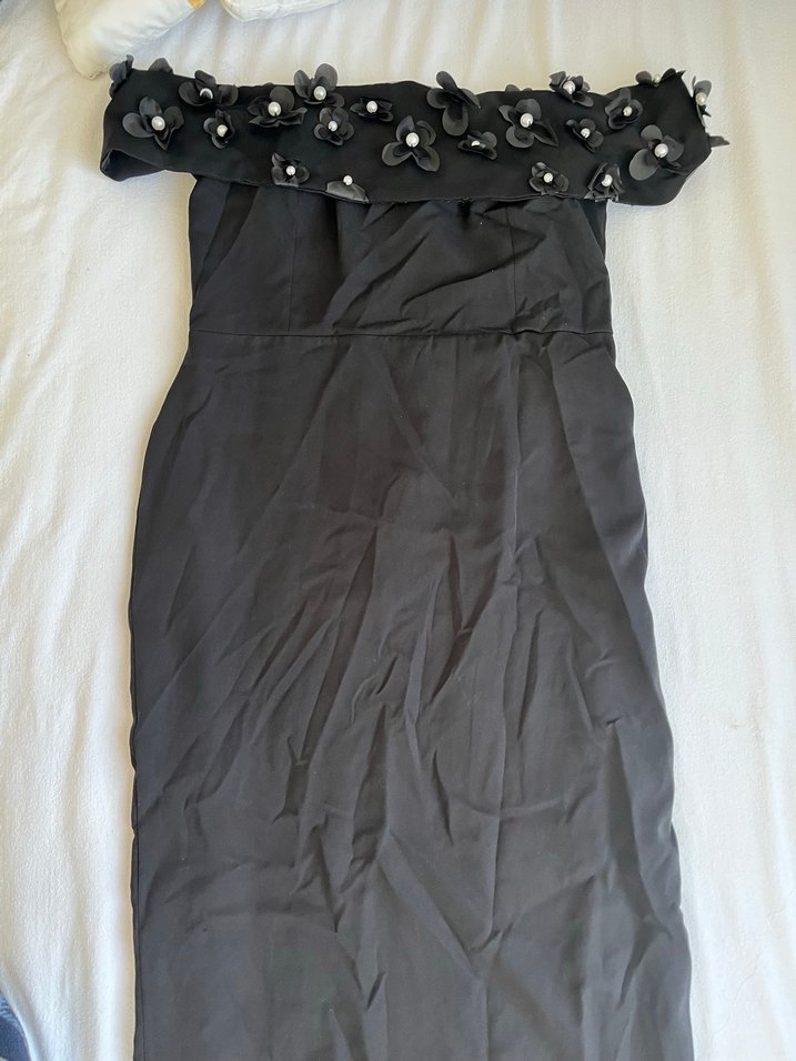 Uzun Siyah Hamile Abiye Elbise - Görsel 2