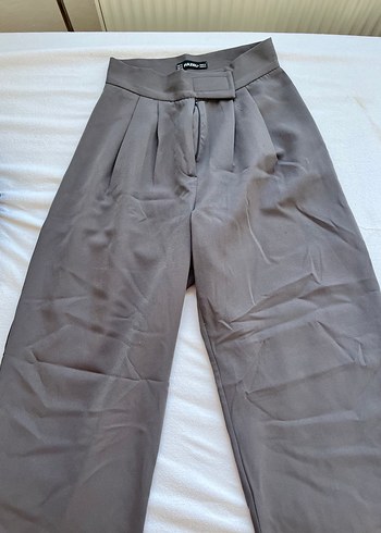 Kadın Kahverengi Pilili Midi Kumaş Pantolon - Görsel 3