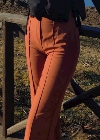 Kadın Kahverengi Midi Kumaş Pantolon - Görsel 3