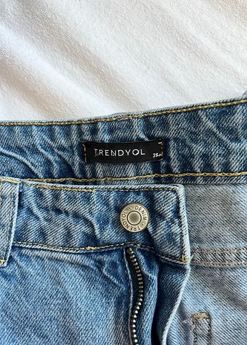 Kadın Mavi Regular Fit Midi Denim Pantolon - Görsel 3