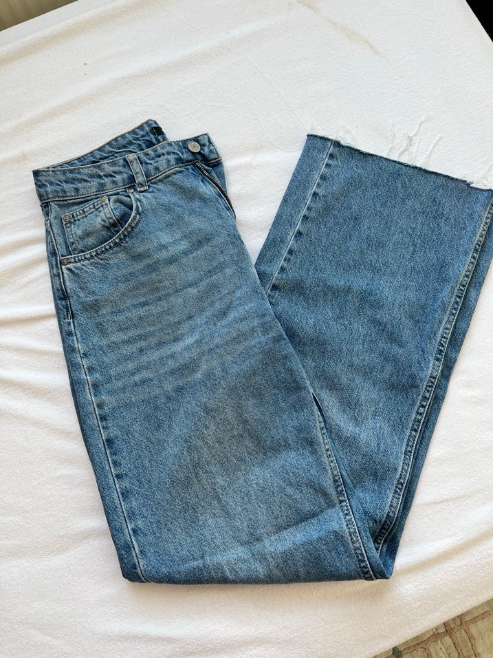 Kadın Mavi Regular Fit Midi Denim Pantolon - Görsel 2