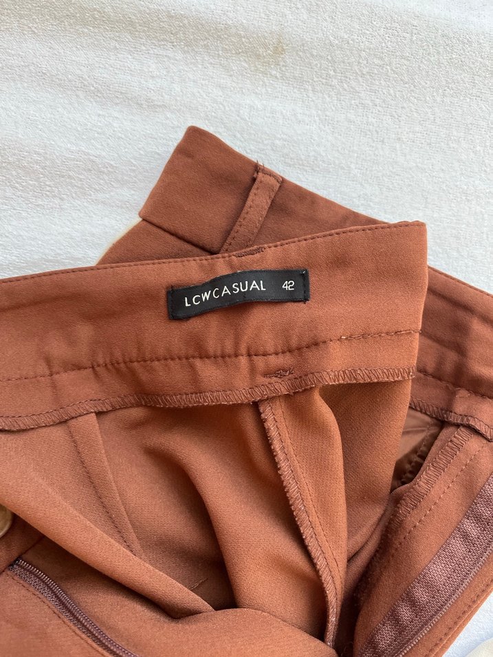 Kahverengi Midi Kadın Kumaş Pantolon - Görsel 3