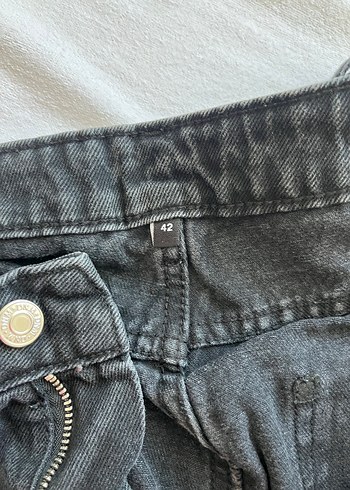 Gri Bol Kesim Midi Kadın Kot Pantolon - Görsel 2