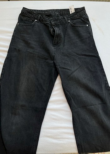 Gri Bol Kesim Midi Kadın Kot Pantolon - Görsel 3