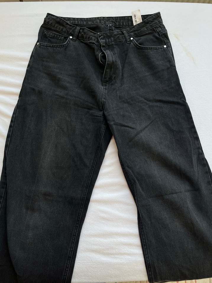 Gri Bol Kesim Midi Kadın Kot Pantolon - Görsel 3